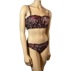 NWT Maje Silk Bralette and Panties Floral print